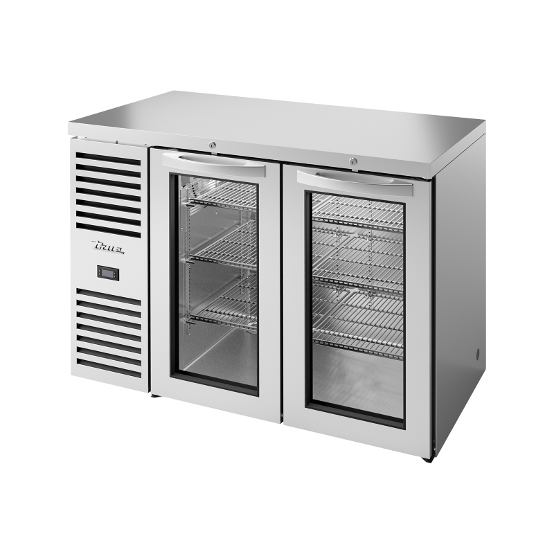 TRUE - Réfrigérateur de bar, Ext. en acier inox / 2PV / L1219 x P631 x H881 mm