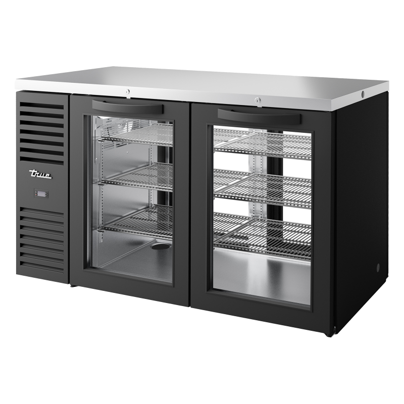TRUE - Réfrigérateur bar Traversant, Ext. noir / 2PVx2 / L1524 x P631 x H881 mm