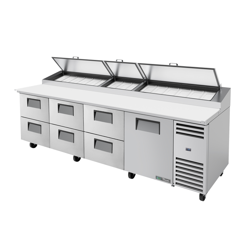 TRUE - Table de Préparation de Pizza - 1P - 6T - 15B - L3029 x P854 x H1133 mm