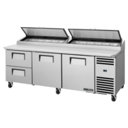 TRUE - Table de Préparation de Pizza - 2P - 2T - 12B - L2369 x P854 x H1133 mm