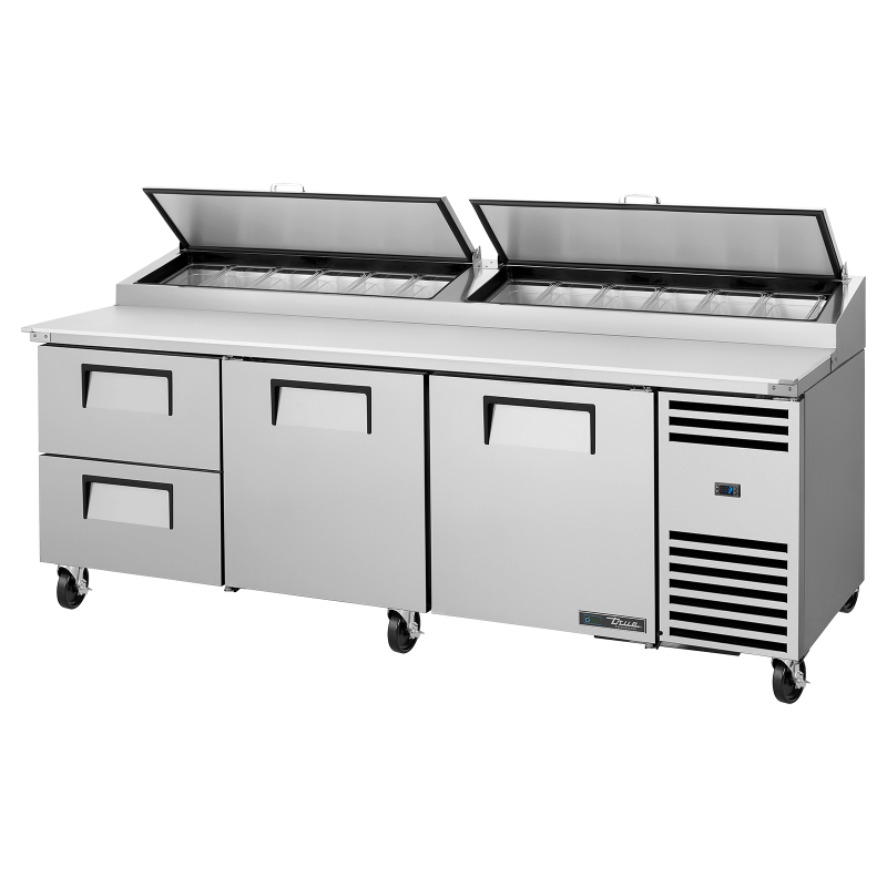 TRUE - Table de Préparation de Pizza - 2P - 2T - 12B - L2369 x P854 x H1133 mm