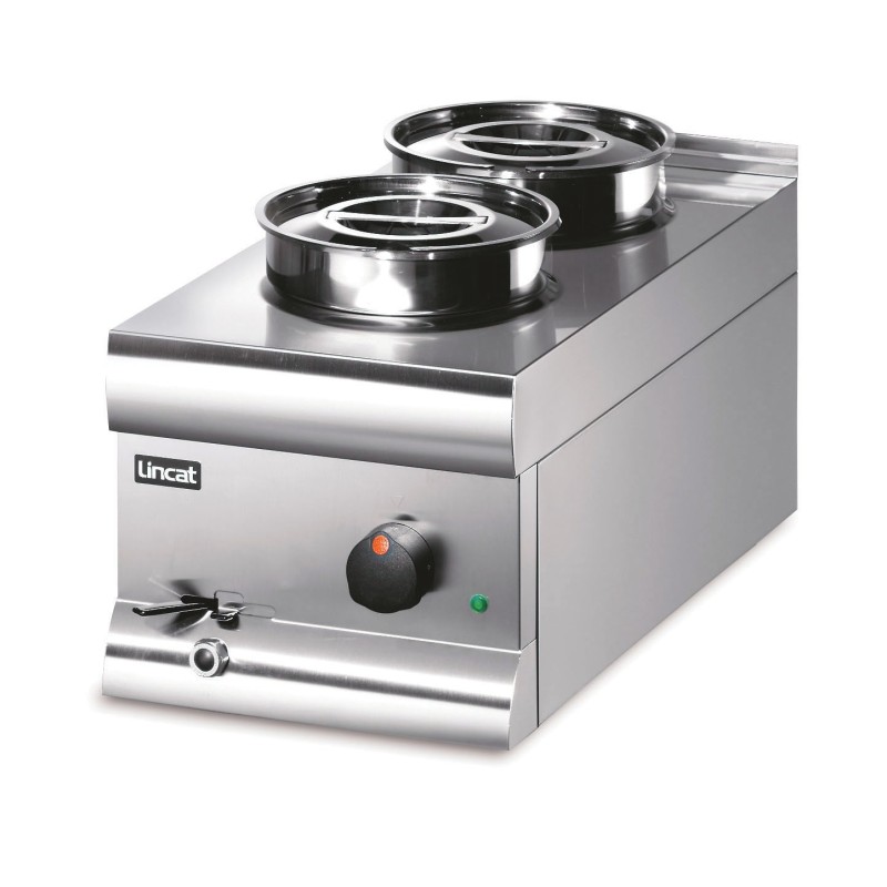 Lincat BS3W- Bain-Marie Électrique de Comptoir Silverlink – Chaleur Humide – Pots Ronds – Base + 2 Pots