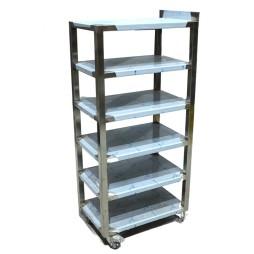 Inox - Chariot 5 étages avec roulettes - 400Lx600Px1280H mm