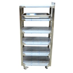 Inox - Chariot 5 étages avec roulettes - 400Lx600Px1280H mm