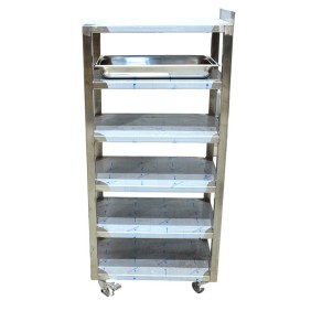 Inox - Chariot 5 étages avec roulettes - 400Lx600Px1280H mm