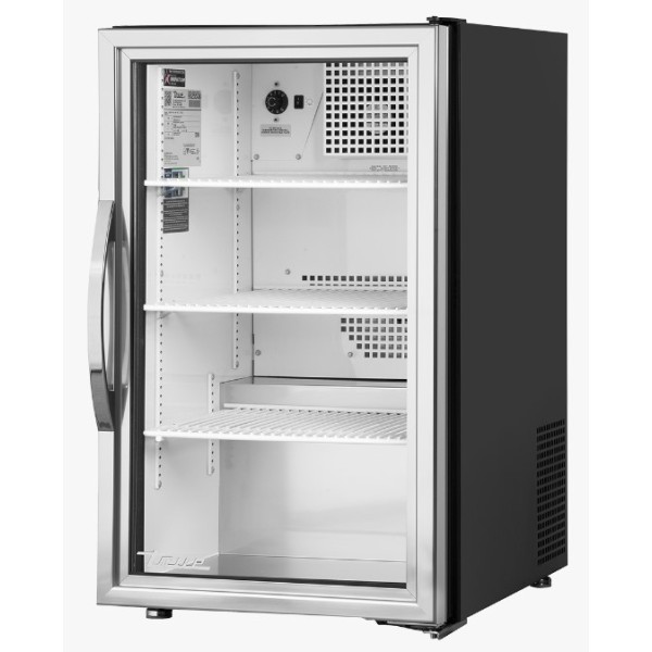 Réfrigérateur de comptoir de vente au détail, 1 porte battante vitrée
