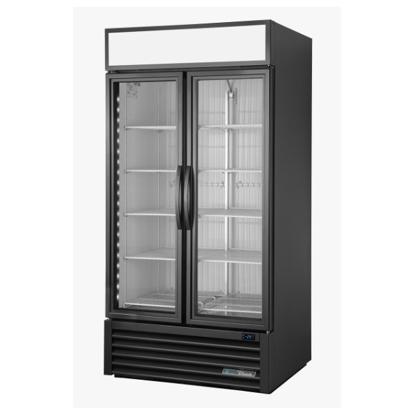 Armoire verticale congélateur libre service, 2 portes battantes vitrées